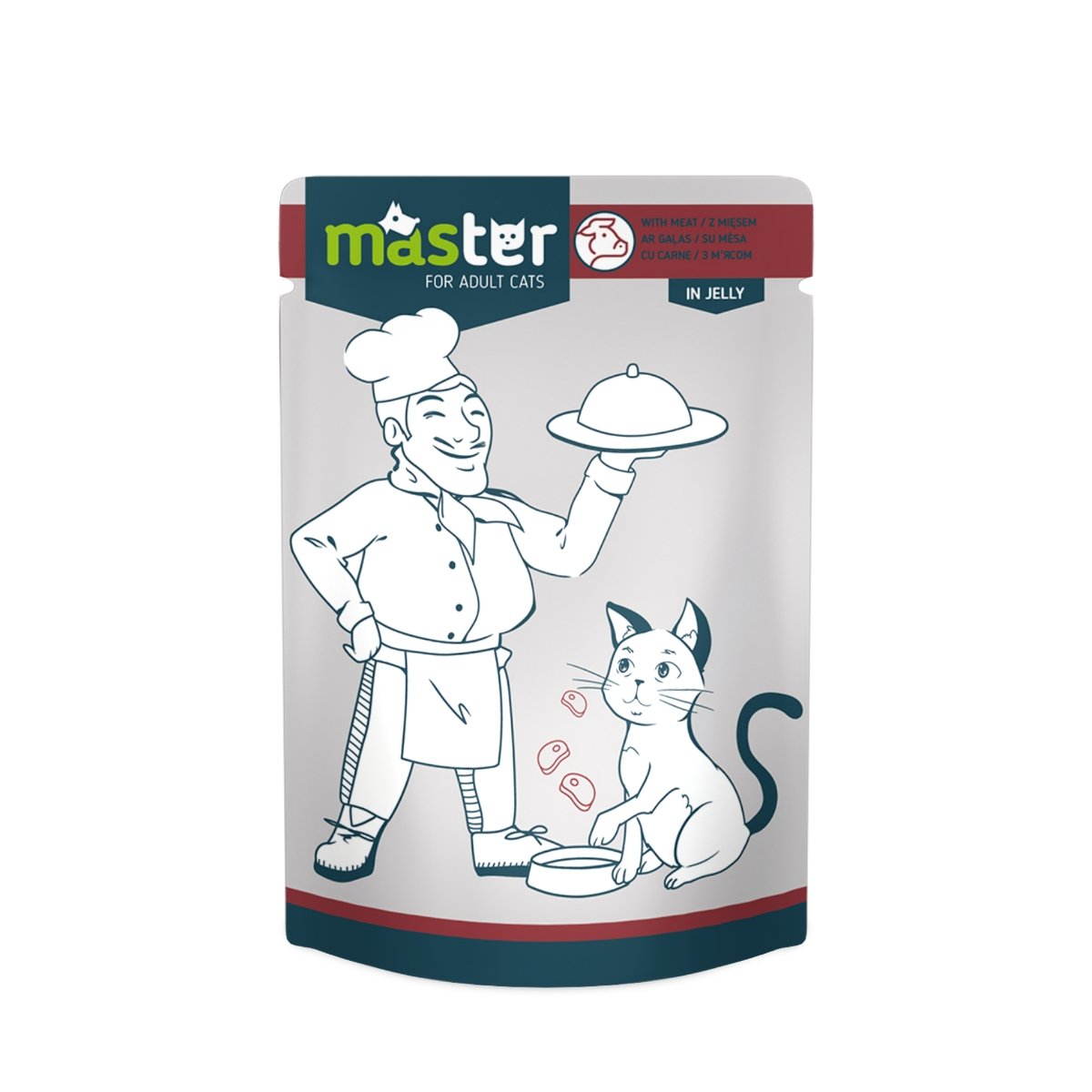 MASTER, Carne, plic hrană umedă pisici, (în aspic), 80g - poza 2