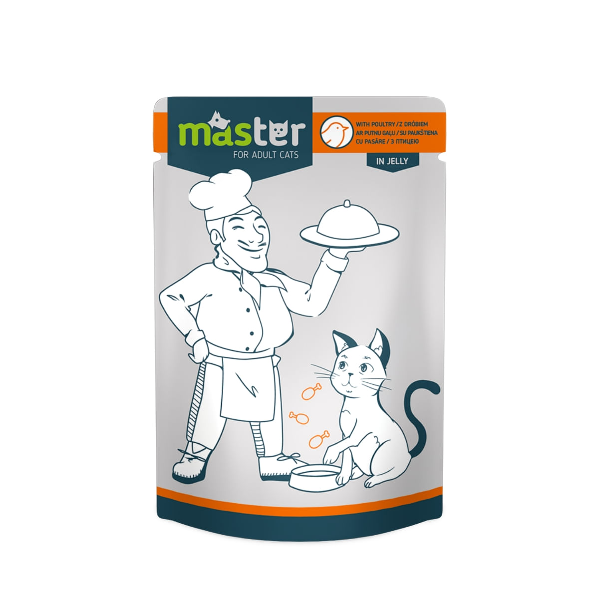 MASTER, Pasăre, plic hrană umedă pisici, (în aspic), 80g - poza 2