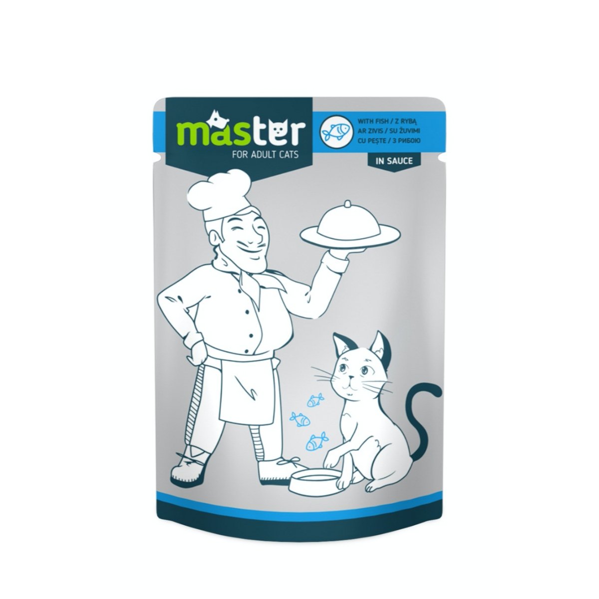 MASTER, Pește, plic hrană umedă pisici, (în sos), 80g