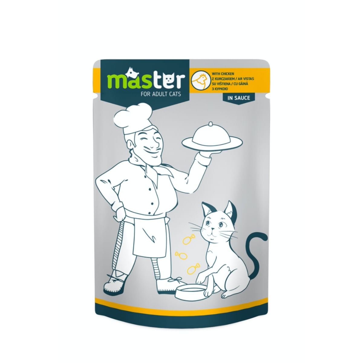MASTER, Pui, plic hrană umedă pisici, (în sos), 80g - poza 2