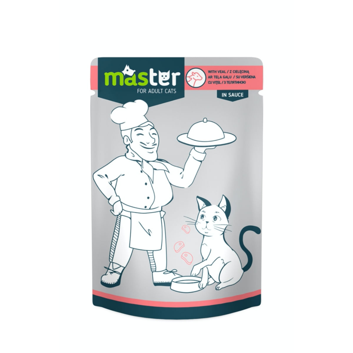 MASTER, Vită, plic hrană umedă pisici, (în sos), 80g - poza 2