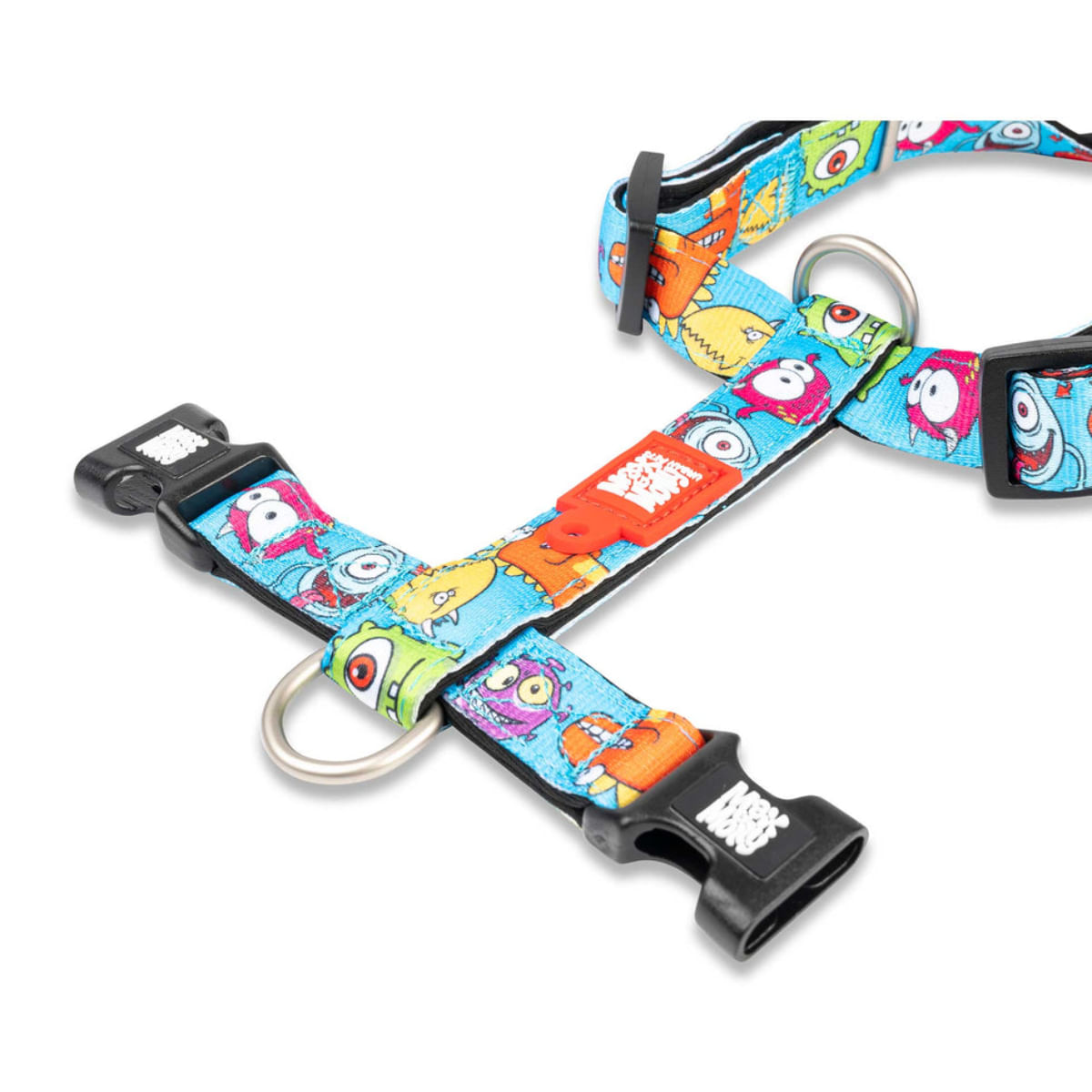 MAX & MOLLY Little Monsters, ham prindere dublă(piept&spate) câini, poliester, albastru, cataramă trident, S(43-53 x 1.5cm) - poza 3