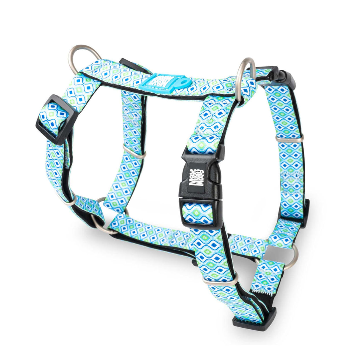 MAX & MOLLY Retro Blue, ham prindere dublă(piept&spate) câini, poliester, bleu, cataramă trident, M(59-72 x 2cm) - poza 2