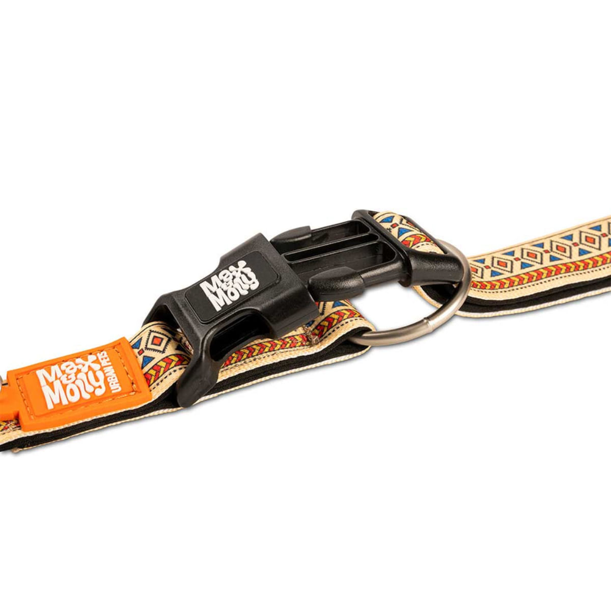 MAX & MOLLY Smart ID Ethnic, zgardă câini, ajustabilă, poliester, bej, cataramă trident, S(28-45 x 1.5cm) - poza 4