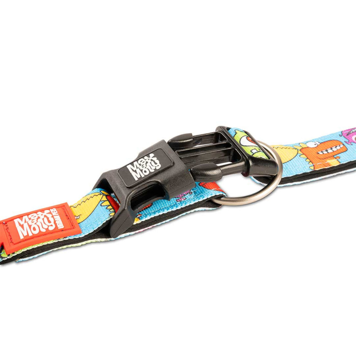 MAX & MOLLY Smart ID Little Monsters, zgardă câini, ajustabilă, poliester, albastru, cataramă trident, M(34-55 x 2cm) - poza 5