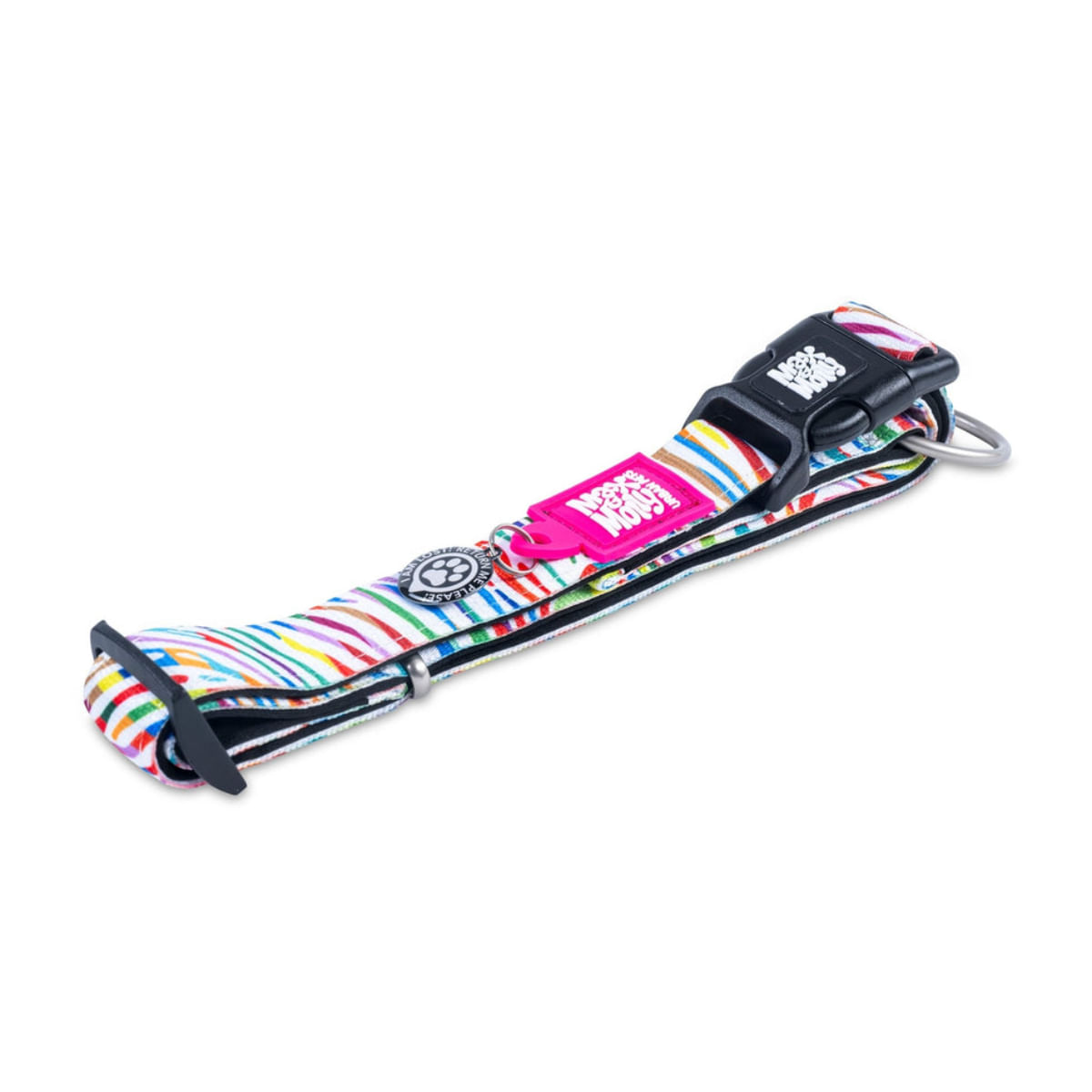 MAX & MOLLY Smart ID Magic Zebra, zgardă câini, ajustabilă, poliester, alb, cataramă trident, M(34-55 x 2cm) - poza 3
