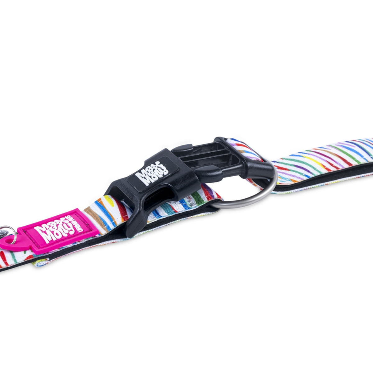 MAX & MOLLY Smart ID Magic Zebra, zgardă câini, ajustabilă, poliester, alb, cataramă trident, XS(22-35 x 1cm) - poza 4