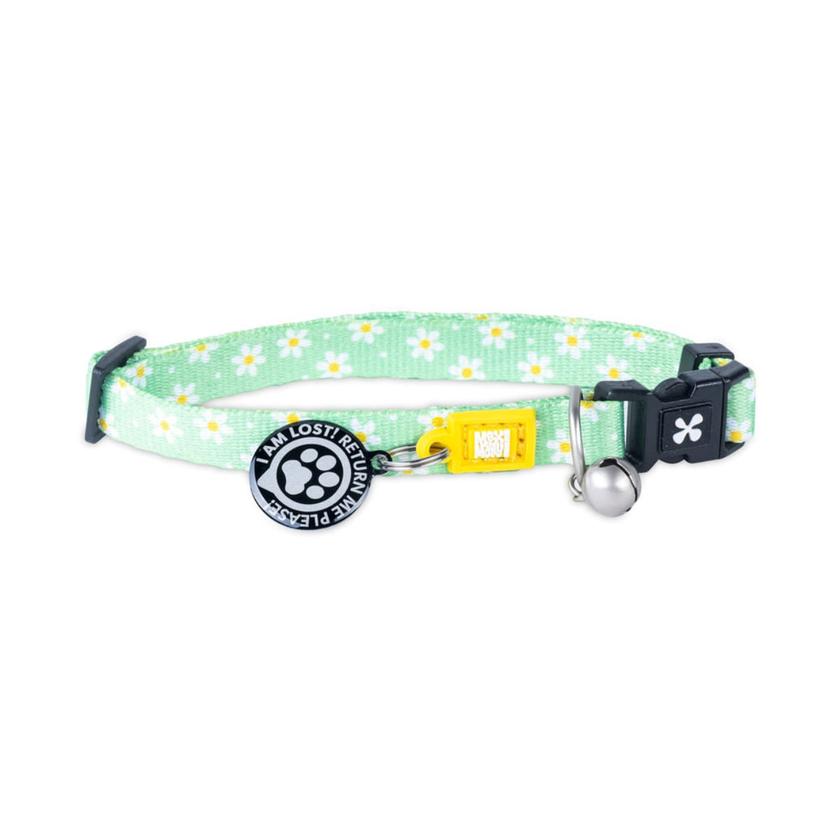 MAX & MOLLY Smart ID Margarite, zgardă pisici, ajustabilă, poliester, verde, cataramă trident, 22-35 x 1cm - poza 1