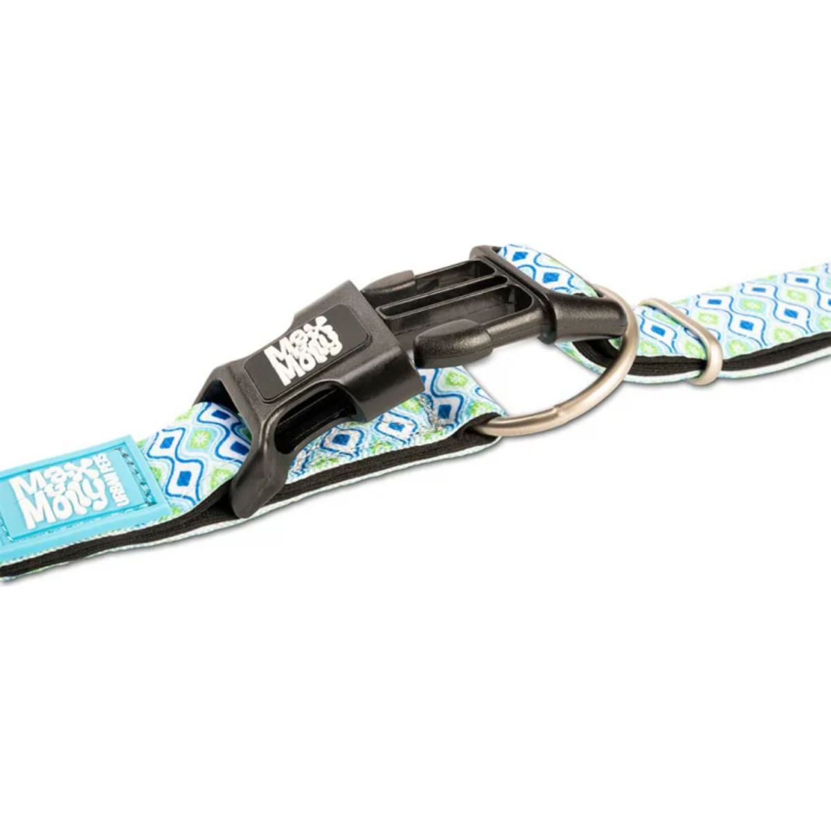 MAX & MOLLY Smart ID Retro Blue, zgardă câini, ajustabilă, poliester, bleu, cataramă trident, M(34-55 x 2cm) - poza 5