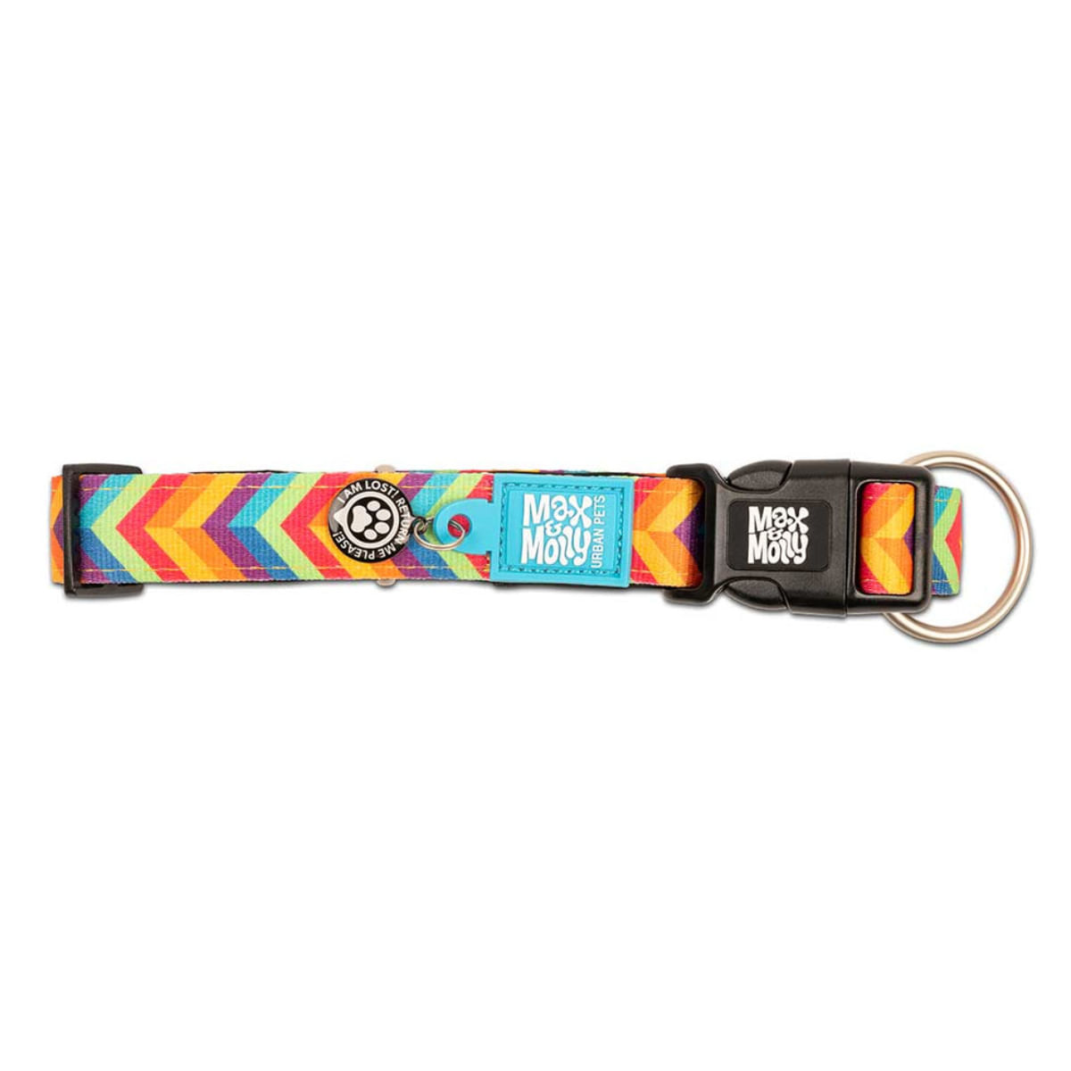 MAX & MOLLY Smart ID Summertime, zgardă câini, ajustabilă, poliester, portocaliu, cataramă trident, M(34-55 x 2cm) - poza 5