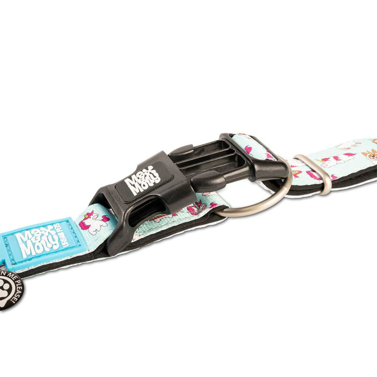 MAX & MOLLY Smart ID Unicorn, zgardă câini, ajustabilă, poliester, bleu, cataramă trident, S(28-45 x 1.5cm) - poza 4