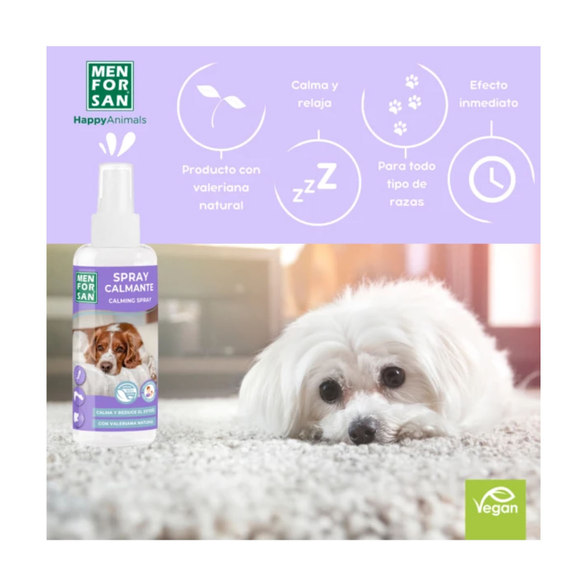 MENFORSAN Spray Calmant, supliment sistem nervos & calmante câini, spray MENFORSAN Spray Calmant, XS-XL, supliment sistem nervos & calmante câini, flacon, 60ml spray - poza 3