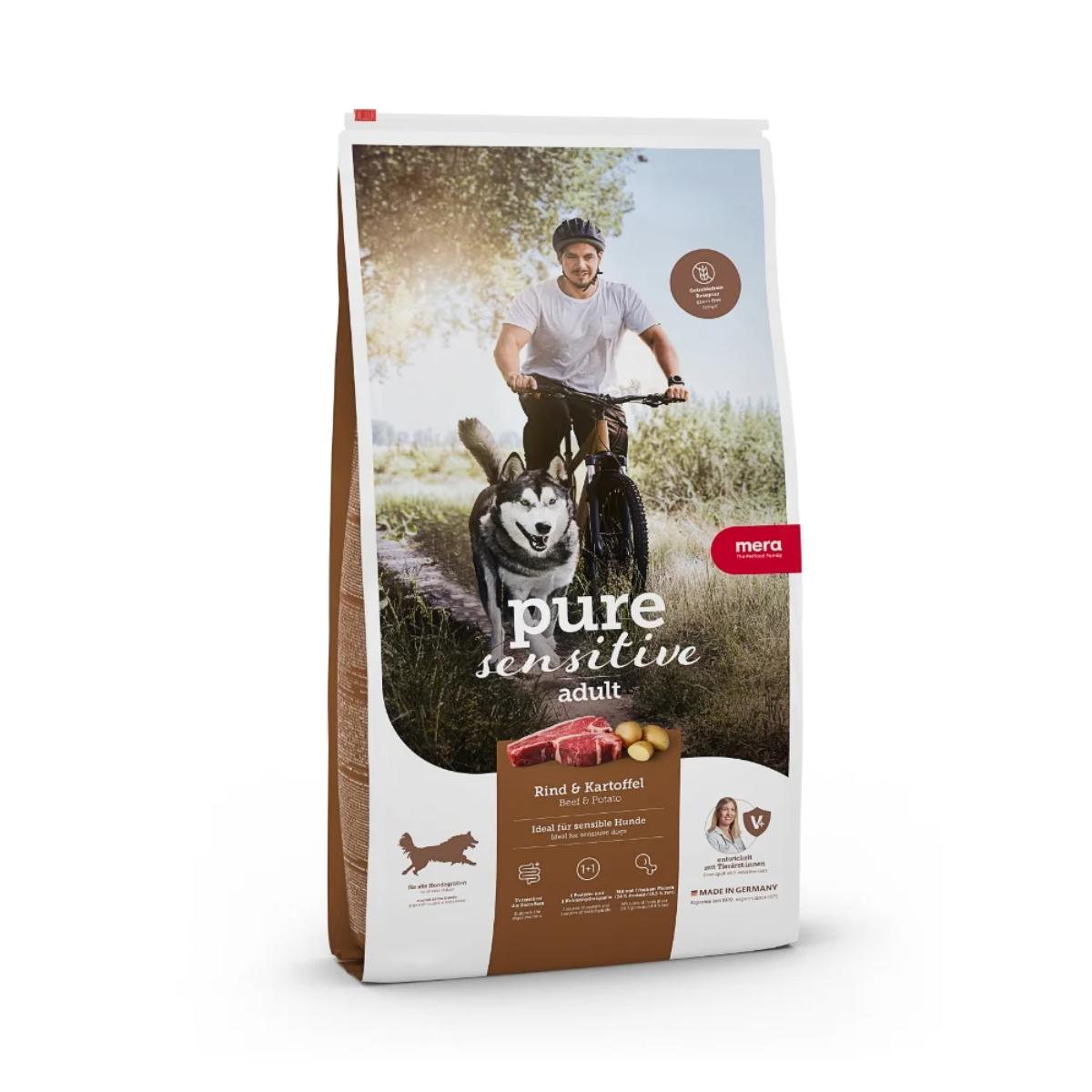 MERA Pure Sensitive Adult Medium Maxi, M-XL, Vită și Cartofi, hrană uscată fără cereale câini, alergii, 12.5kg - poza 2