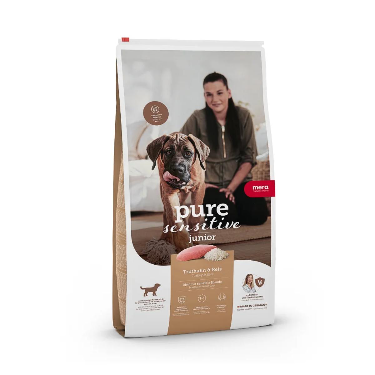 MERA Pure Sensitive Junior, XS-XL, Curcan și Orez, hrană uscată câini junior, alergii, 12.5kg - poza 2