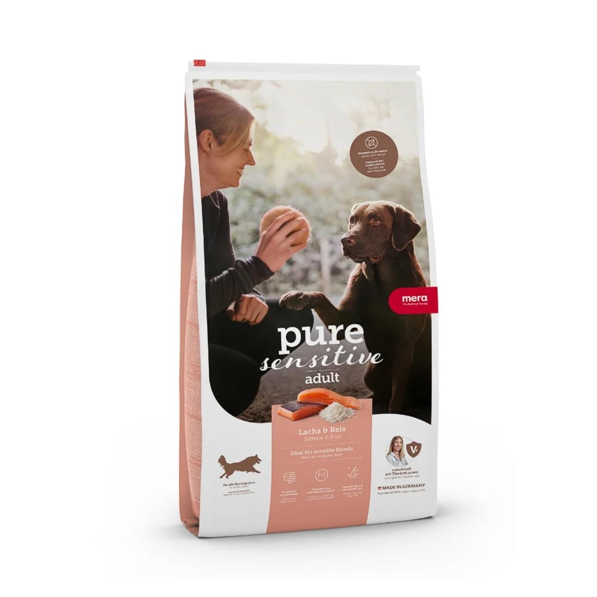 MERA Pure Sensitive, M-XL, Somon și Orez, hrană uscată câini, alergii, 12.5kg - poza 2