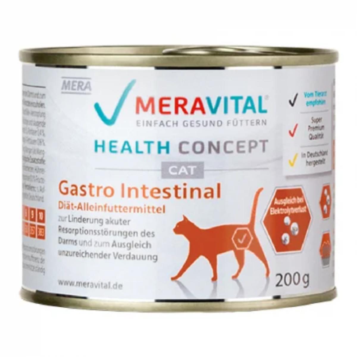 MERA Vital Gastro Intestinal, Pui, dietă veterinară, conservă hrană umedă fără cereale pisici, sistem digestiv, (pate), 200g - poza 1