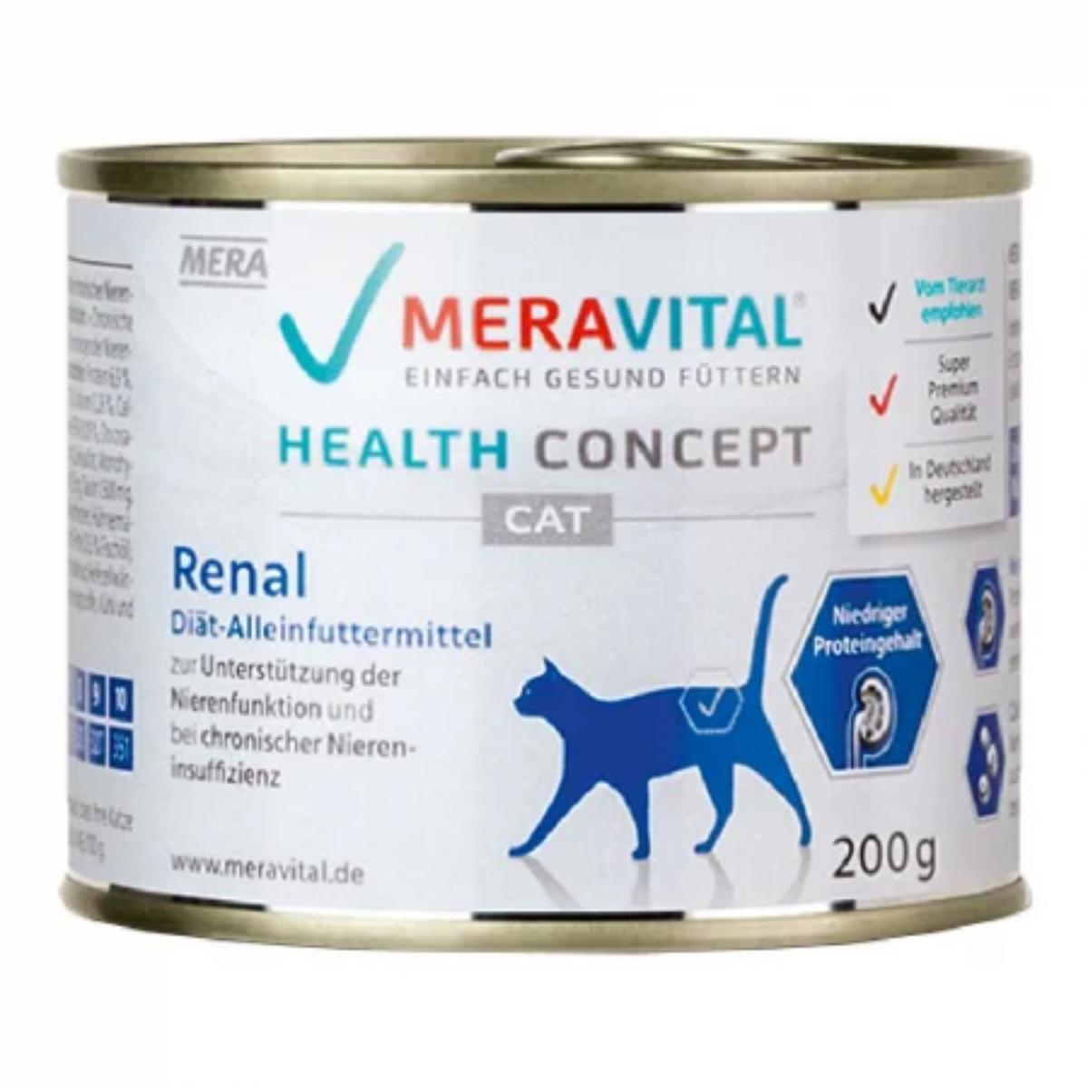 MERA Vital Renal, Pasăre, dietă veterinară, conservă hrană umedă pisici, sistem renal, (pate), 200g - poza 1