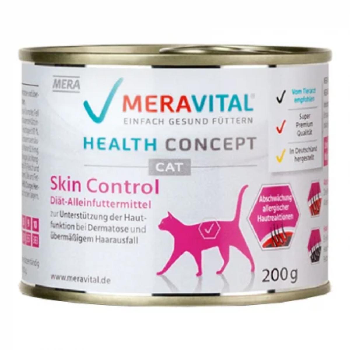 MERA Vital Skin Control, Rață, dietă veterinară, conservă hrană umedă fără cereale pisici, piele & blană, alergii, (pate), 200g - poza 1