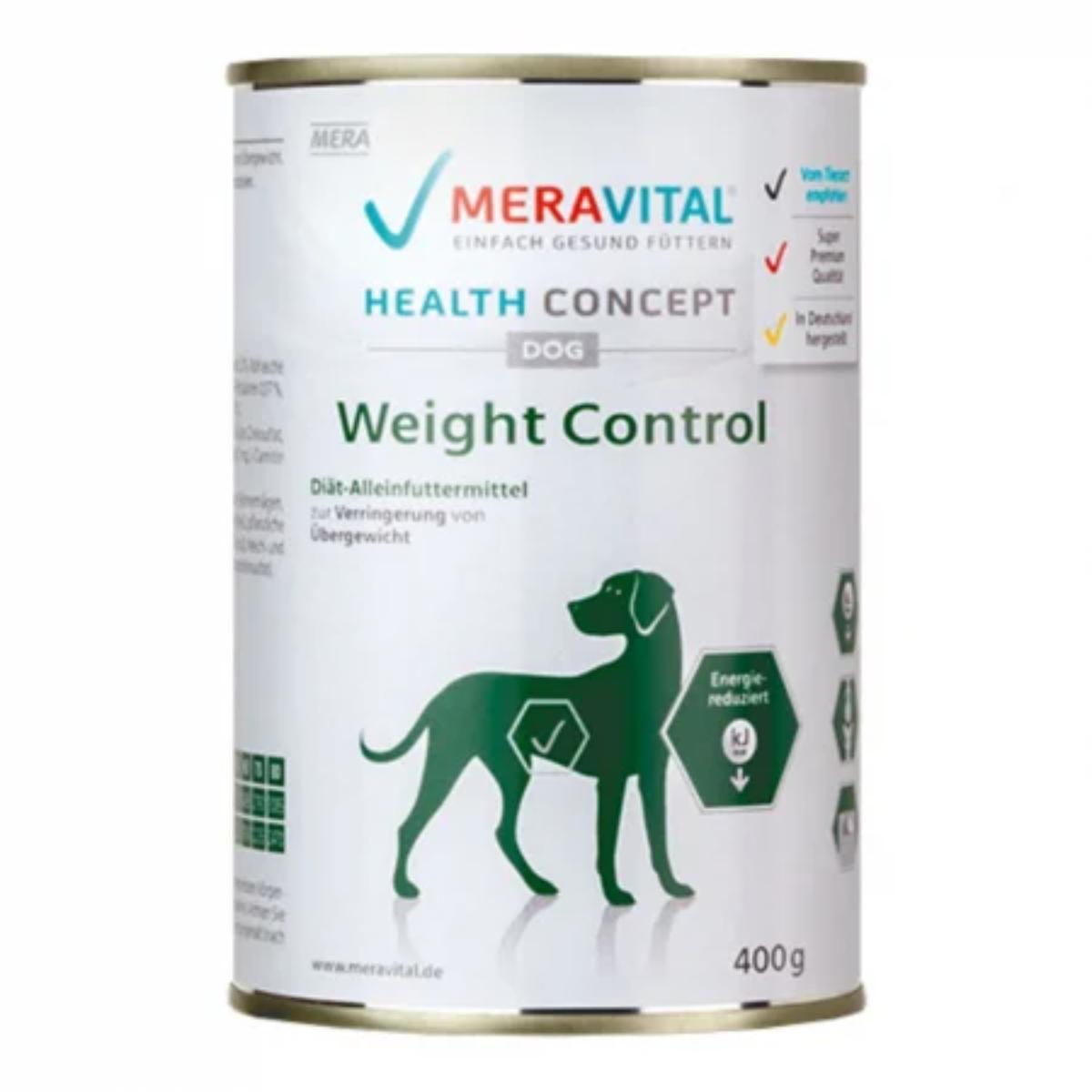 MERA Vital Weight Control, XS-XL, Pasăre, dietă veterinară, conservă hrană umedă câini, obezitate, (pate), 400g - poza 1