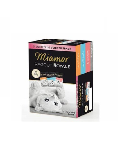 MIAMOR Ragout Royale Multibox hrana pisici 12x100 g curcan, somon si vitel in aspic
