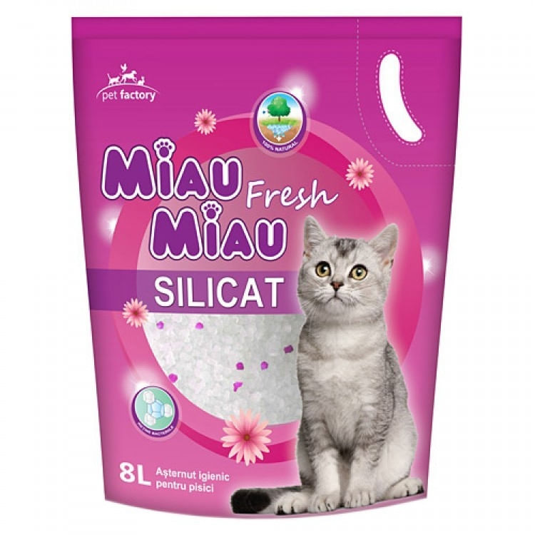 MIAU MIAU, Fresh, așternut igienic pisici, granule, silicat, neaglomerant, neutralizare mirosuri, 8l - poza 1