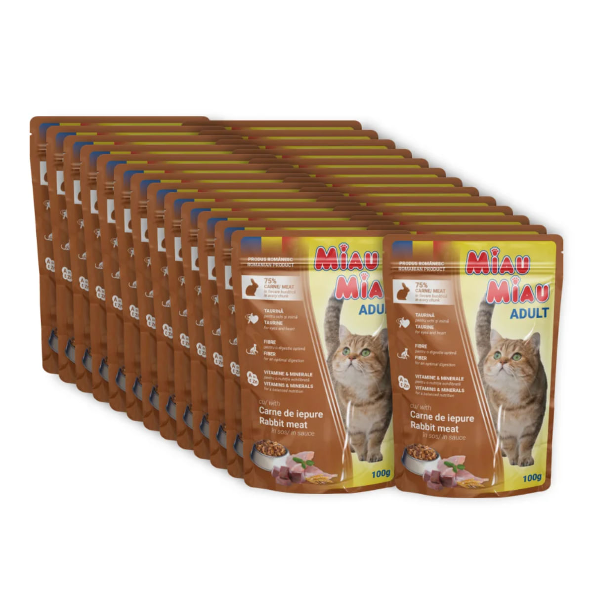 MIAU MIAU, Iepure, plic hrană umedă pisici, (în sos), bax, 100g x 24buc - poza 1