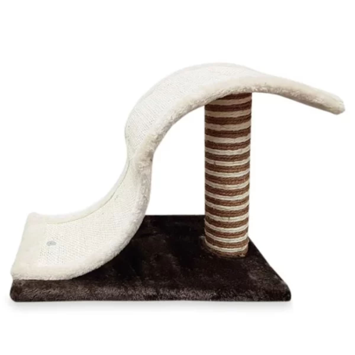 MIAU MIAU Placă Sisal Curbată cu Stâlp, ansamblu de joacă pisici, maro și alb, 43x25x33cm - poza 1