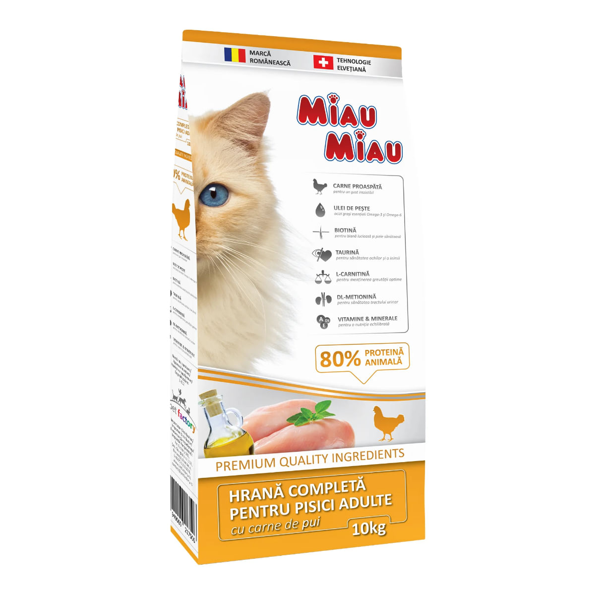 MIAU MIAU, Pui, hrană uscată pisici, 10kg - poza 1