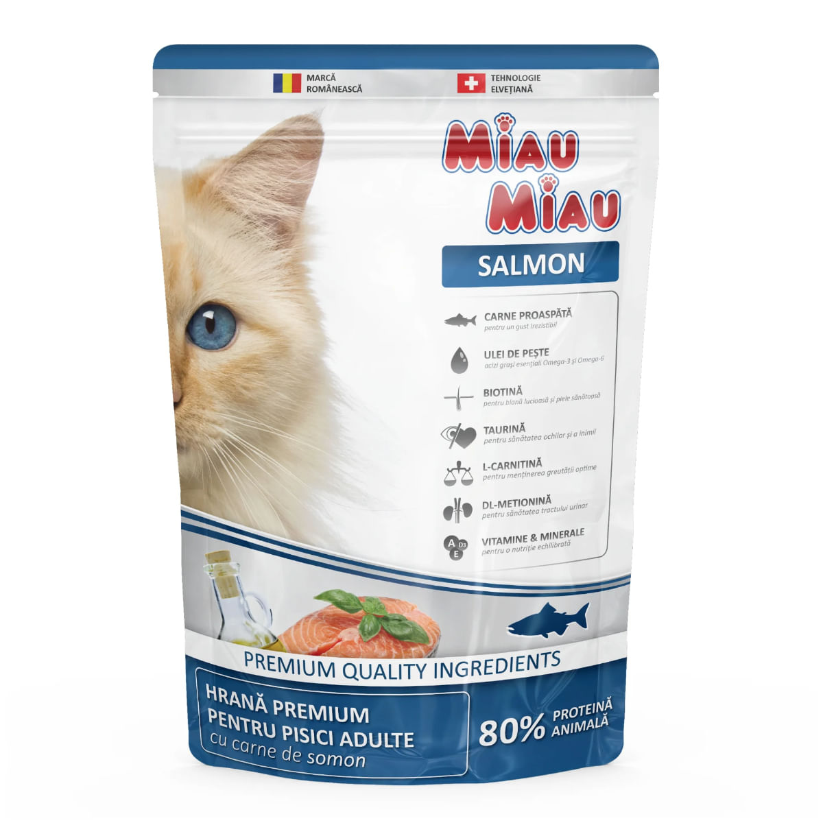 MIAU MIAU, Somon, hrană uscată pisici, 800g - poza 2