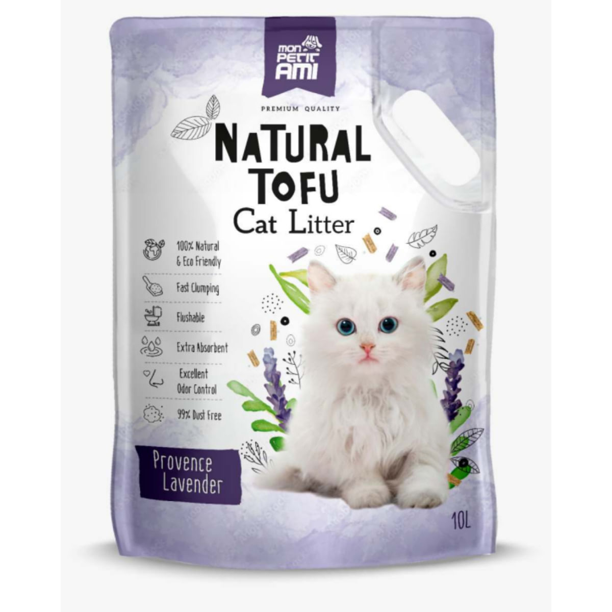MON PETIT AMI Tofu, Lavanda, așternut igienic pisici, peleți, tofu, aglomerant, neutralizare mirosuri, biodegradabil, 10l - poza 2