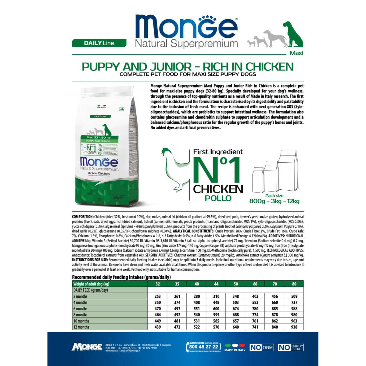 MONGE Best for Breeders Maxi Puppy&Junior, L-XL, Pui și Orez, hrană uscată câini junior, 15kg - poza 3