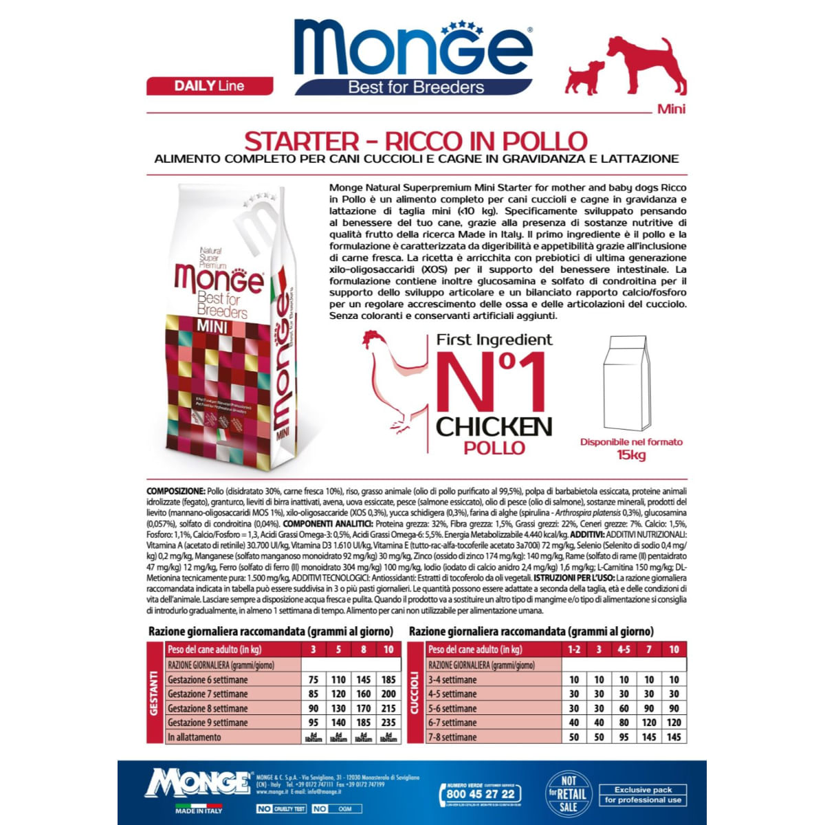 MONGE Best for Breeders Mini Starter, XS-S, Pui, hrană uscată câini junior, 15kg - poza 3