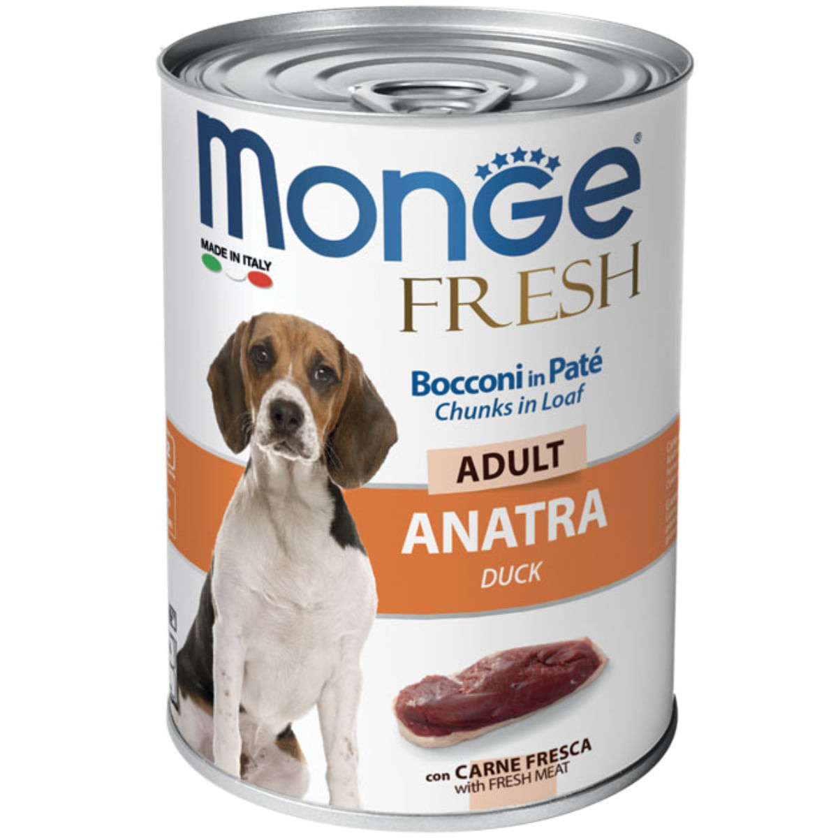 MONGE Fresh, XS-XL, Rață, conservă hrană umedă câini, (în suc propriu), 400g - poza 2