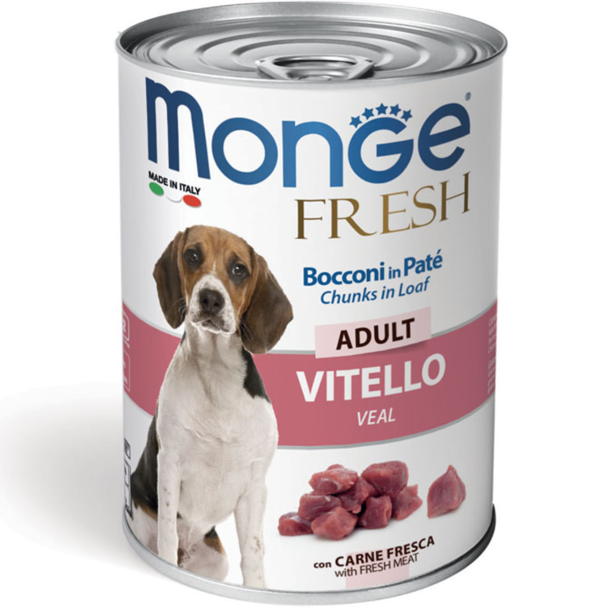 MONGE Fresh, XS-XL, Vițel, conservă hrană umedă câini, (în suc propriu), 400g - poza 1