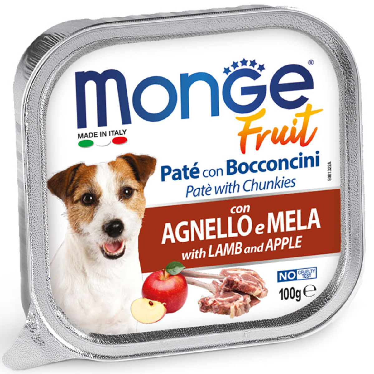 MONGE Fruit, XS-XL, Miel și Mere, tăviță hrană umedă fără cereale câini, (în suc propriu), 100g - poza 2