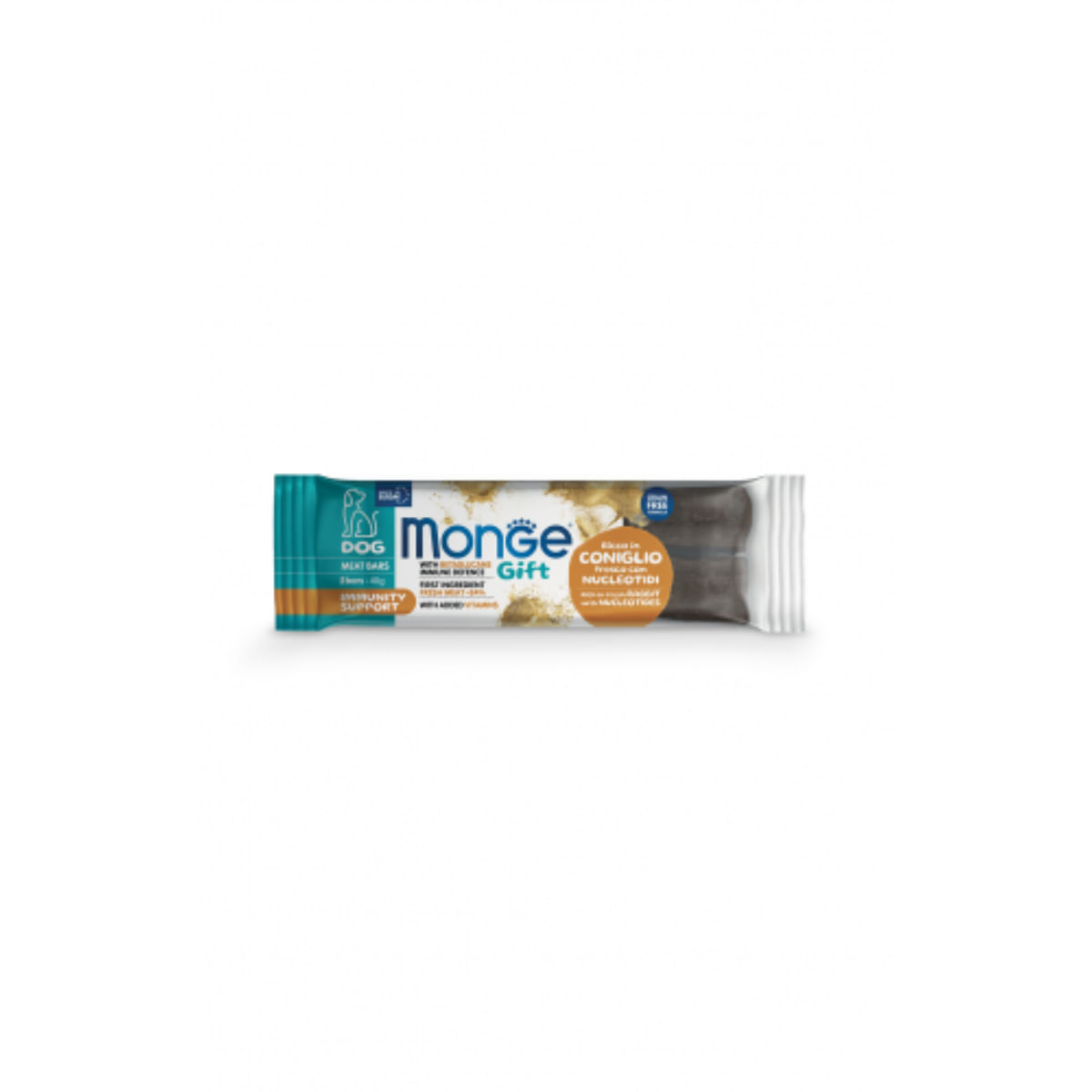MONGE Gift Immunity Support Meat Bars with Nucleotides, XS-XL, Iepure, punguță recompense funcționale fără cereale câini, imunitate, 40g - poza 1