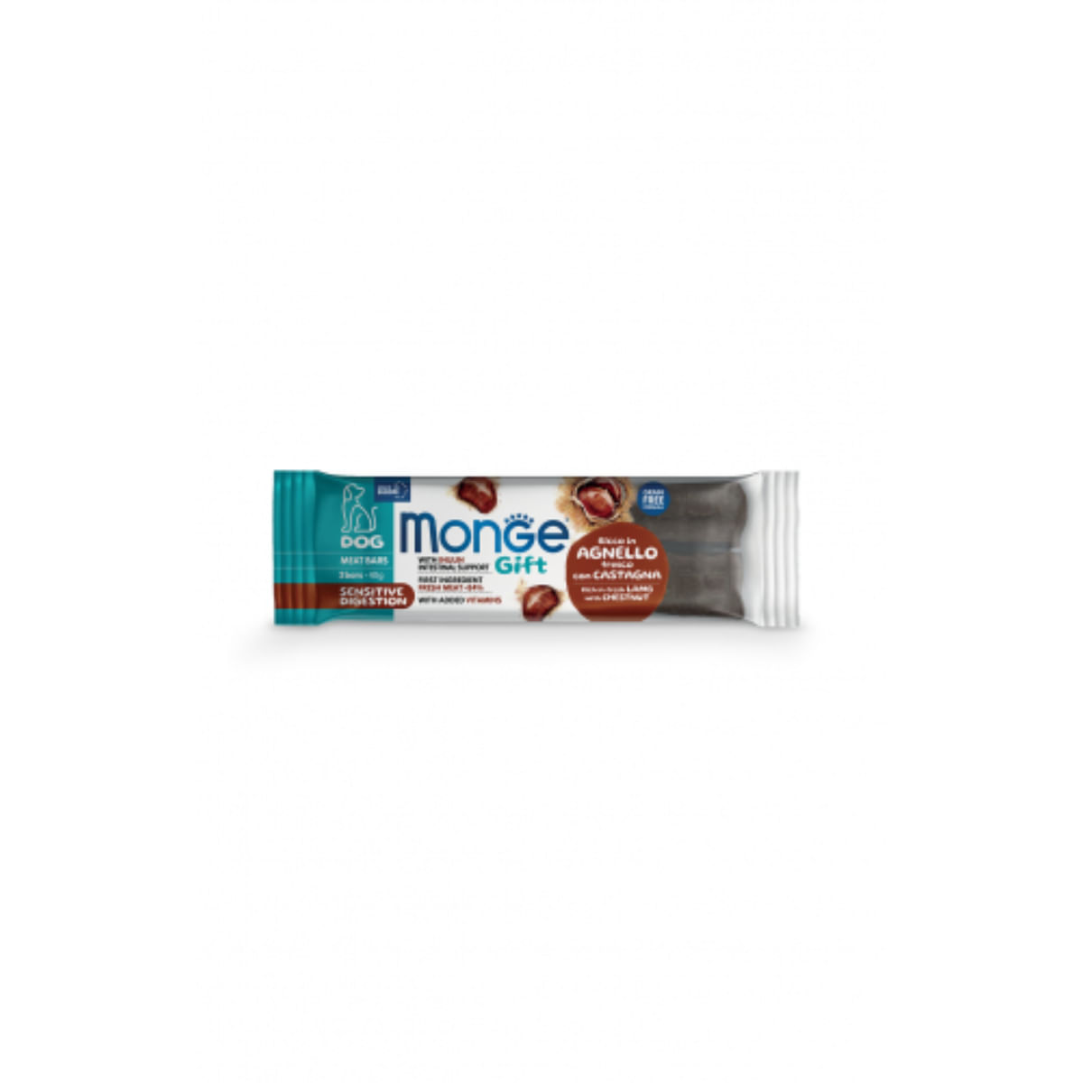 MONGE Gift Sensitive Digestion Meat Bars, XS-XL, Miel și Castane, punguță recompense funcționale fără cereale câini, sistem digestiv, 40g - poza 2