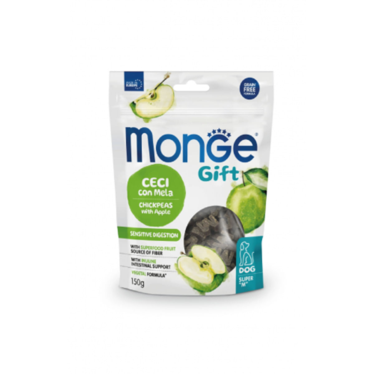 MONGE Gift Super M Sensitive Digestion, XS-XL, Năut și Mere, punguță recompense funcționale fără cereale câini, sistem digestiv, 150g - poza 2