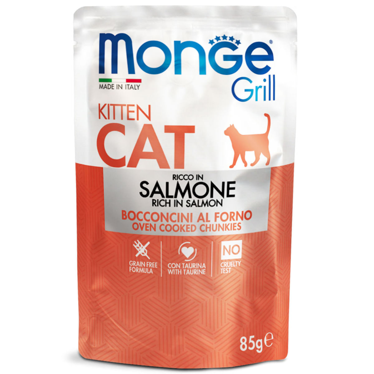 MONGE Grill Kitten, Somon, plic hrană umedă fără cereale pisici junior, (în aspic), 85g - poza 1