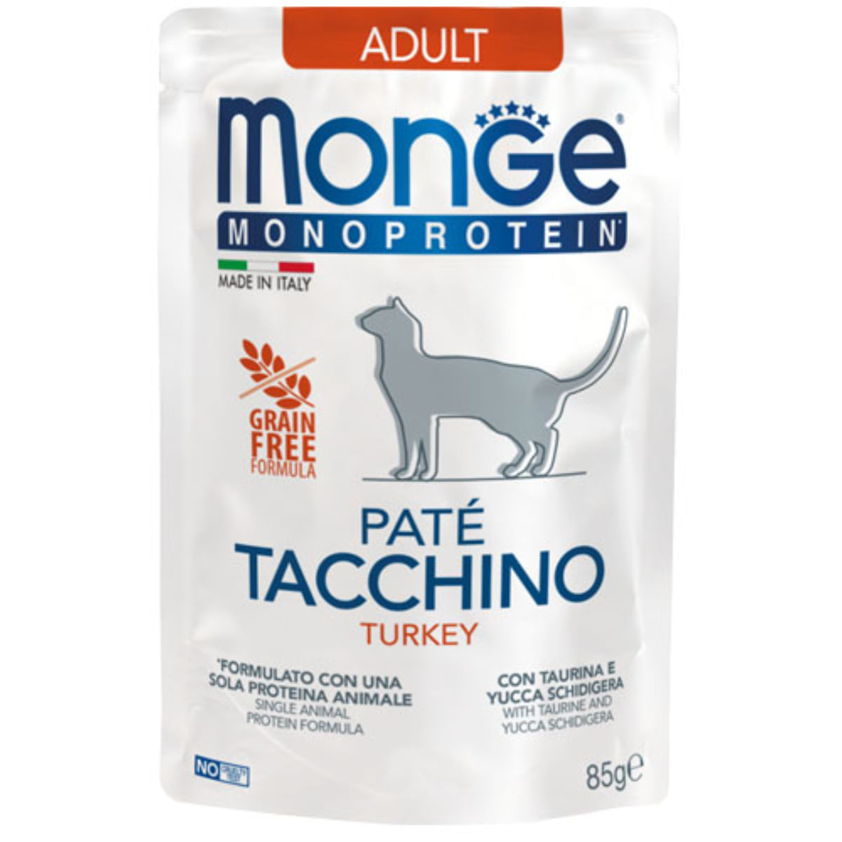 MONGE Monoprotein, Curcan, plic hrană umedă monoproteică fără cereale pisici, (pate), bax, 85g x 28buc - poza 2