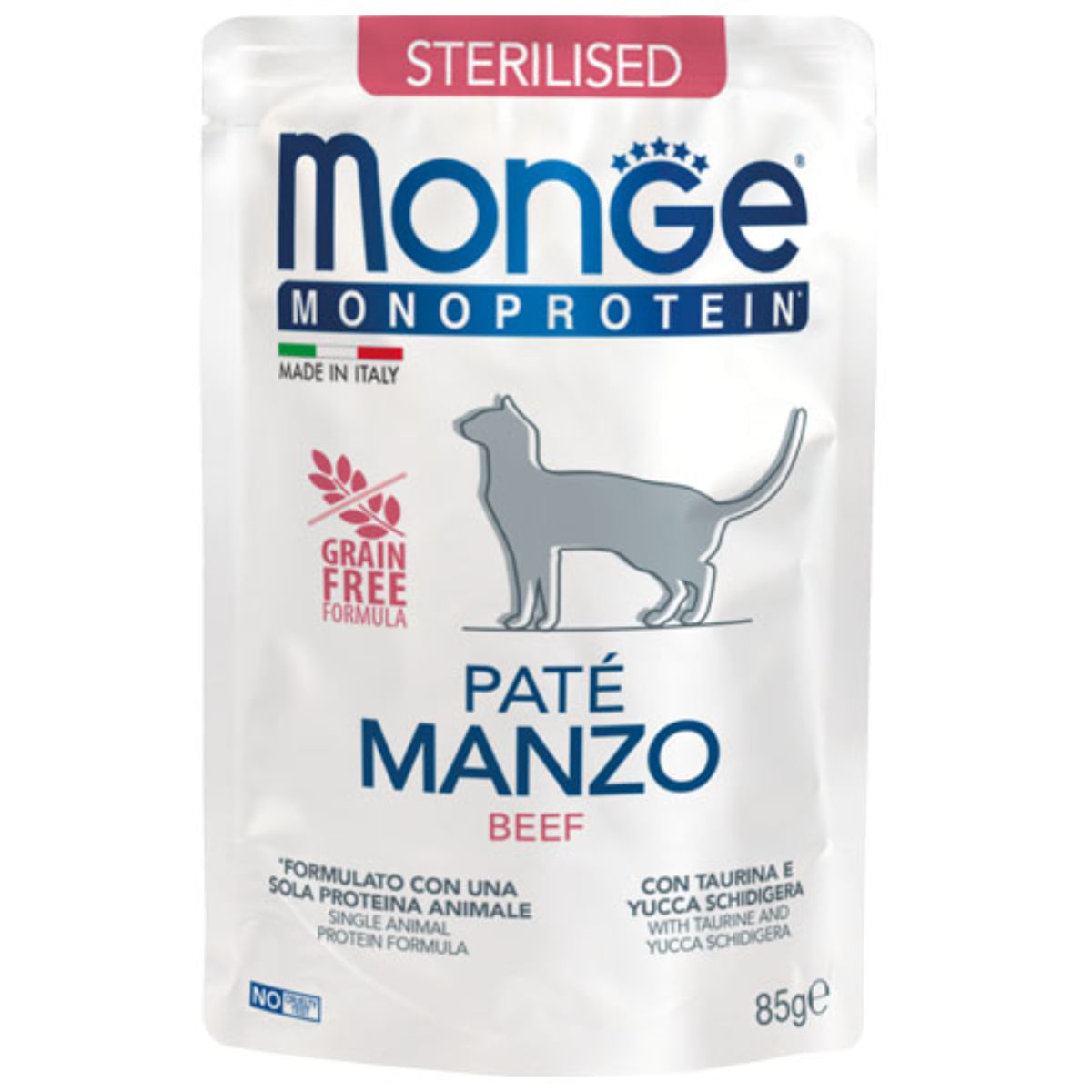 MONGE Monoprotein Sterilised, Vită, plic hrană umedă monoproteică fără cereale pisici sterilizate, (pate), bax, 85g x 28buc - poza 2