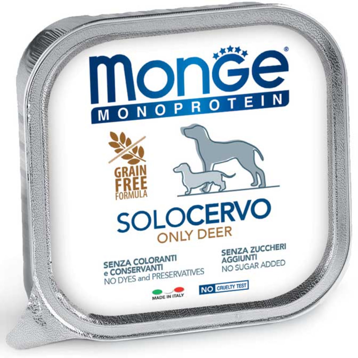 MONGE Monoprotein, XS-XL, Căprioară, tăviță hrană umedă monoproteică fără cereale câini, (pate), 150g - poza 1