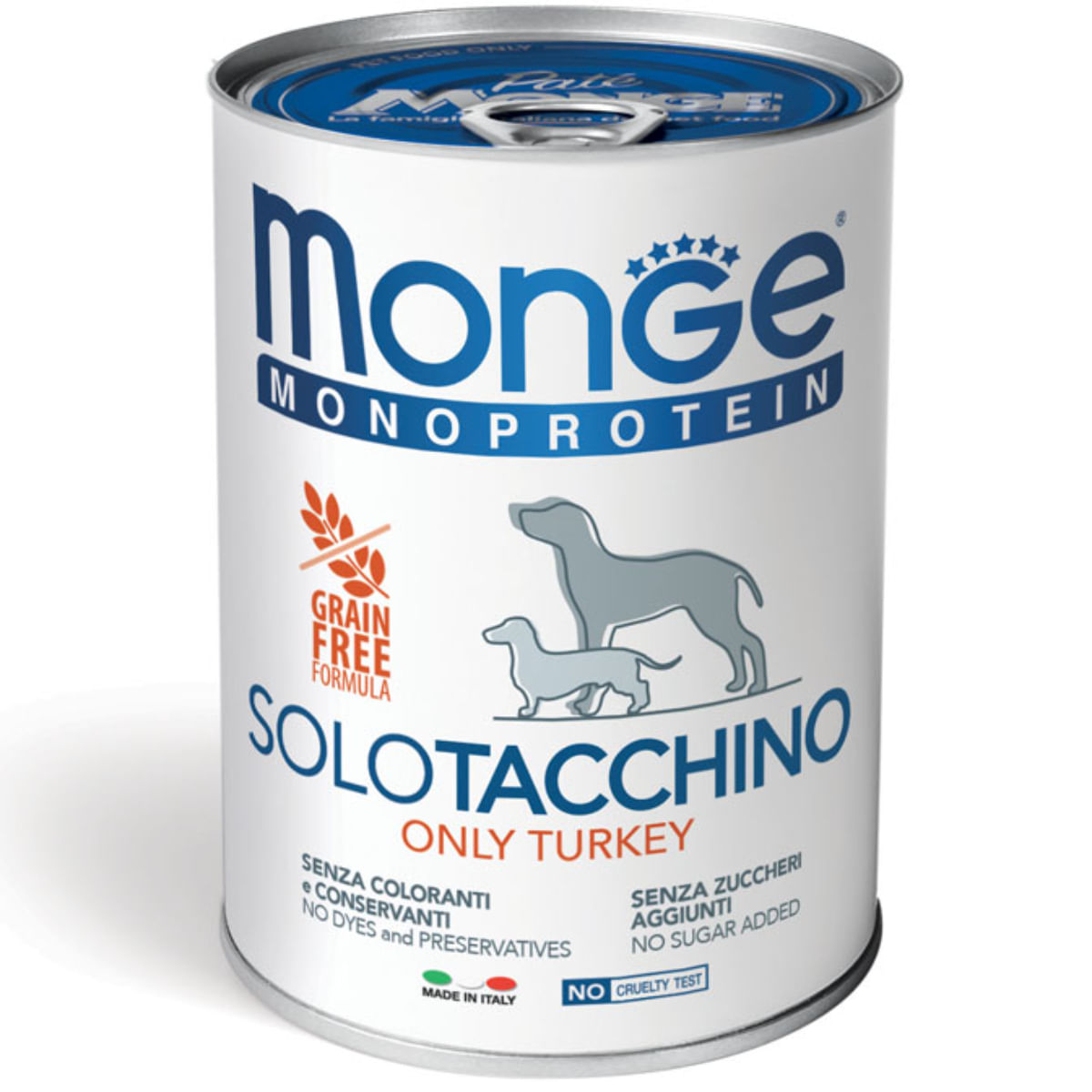 MONGE Monoprotein, XS-XL, Curcan, conservă hrană umedă monoproteică fără cereale câini, (pate), 400g - poza 1