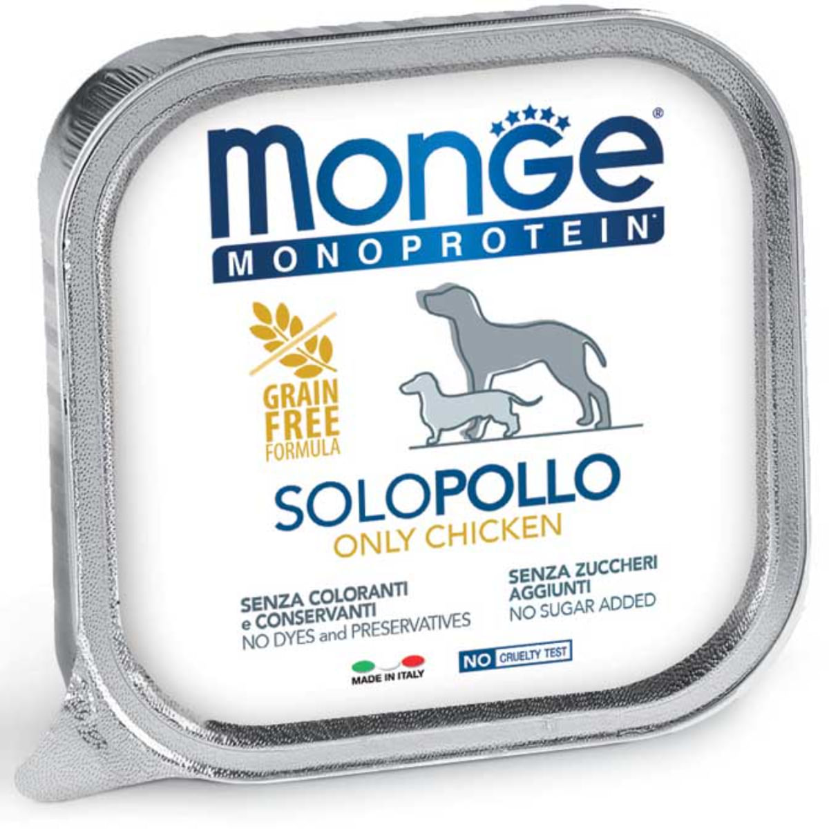 MONGE Monoprotein, XS-XL, Pui, tăviță hrană umedă monoproteică fără cereale câini, (pate), 150g - poza 2