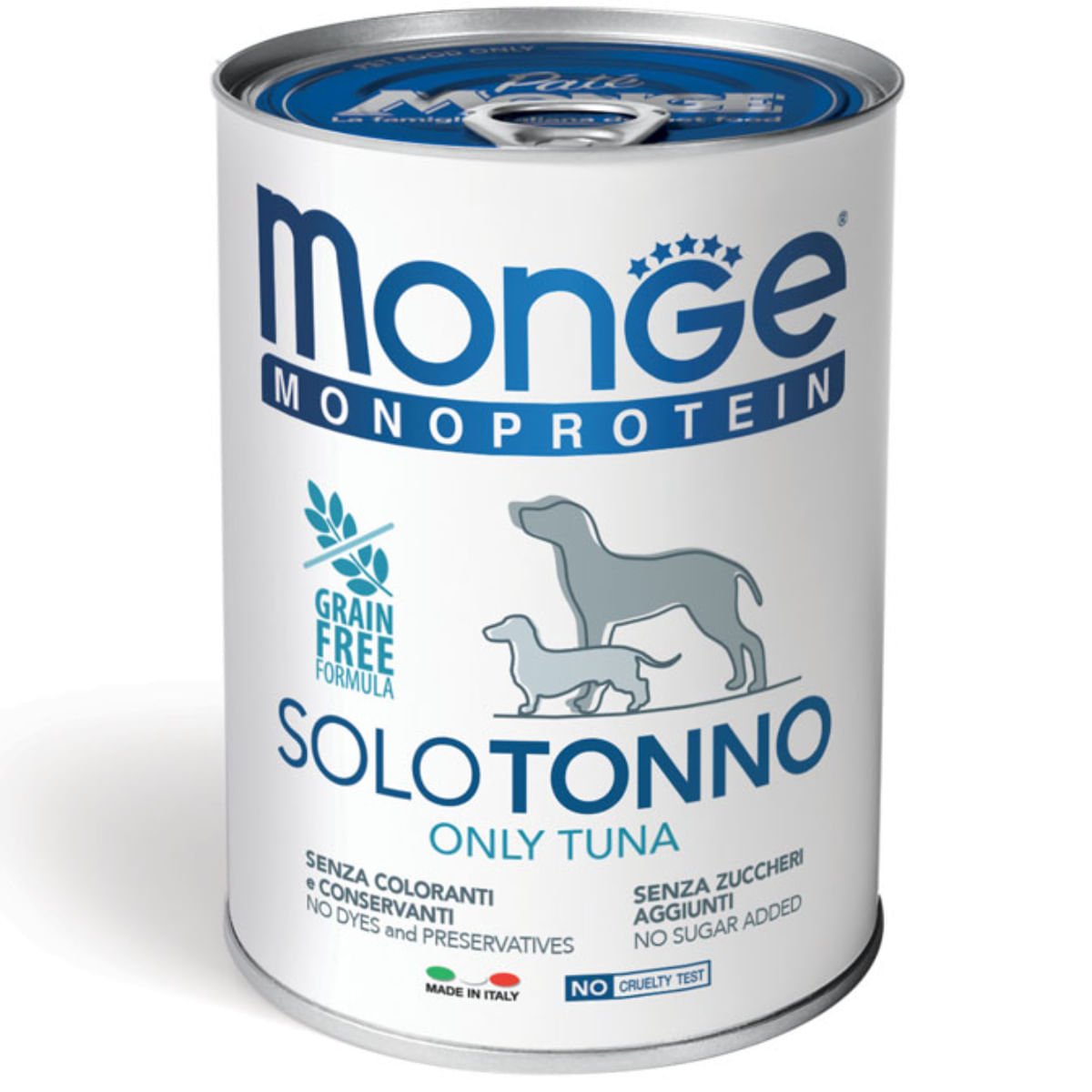 MONGE Monoprotein, XS-XL, Ton, conservă hrană umedă monoproteică fără cereale câini, (pate), 400g - poza 1