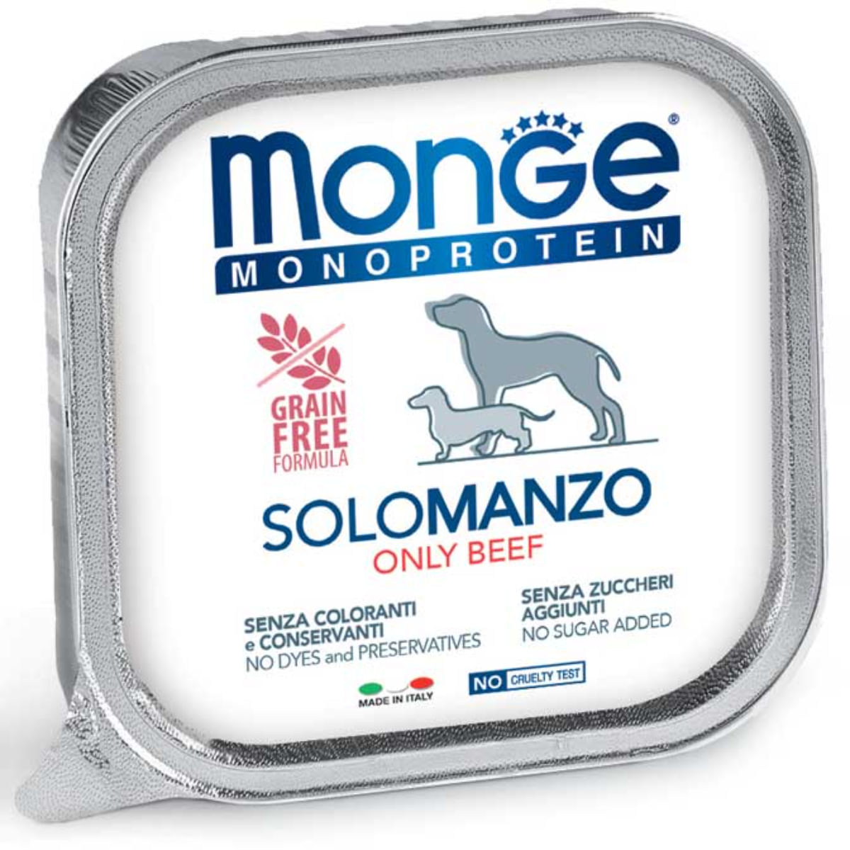 MONGE Monoprotein, XS-XL, Vită, tăviță hrană umedă monoproteică fără cereale câini, (pate), 150g - poza 2