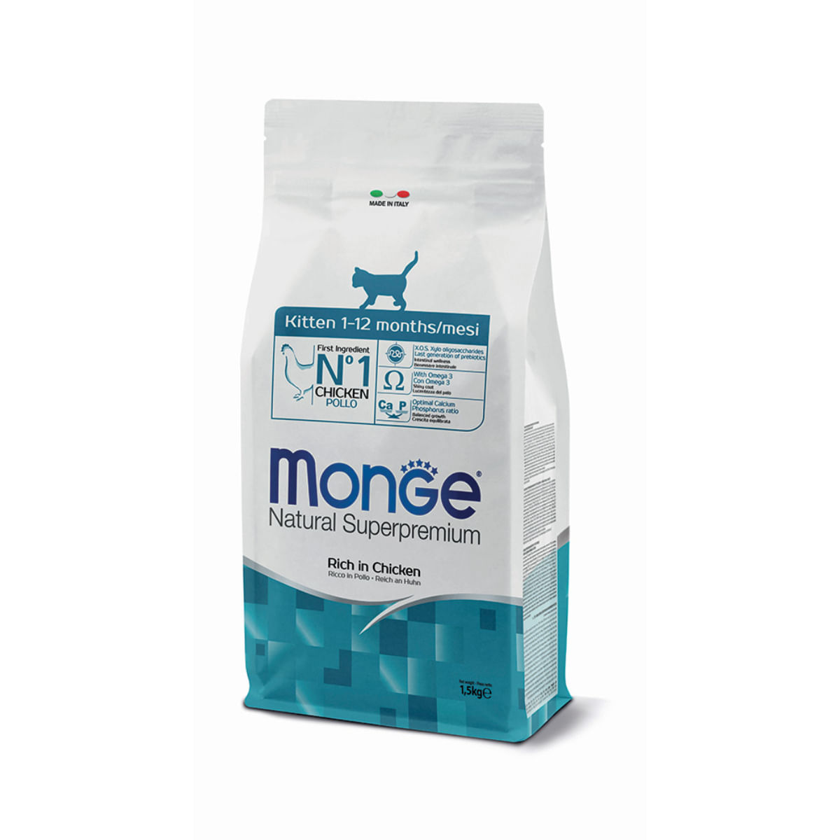 MONGE Natural Superpremium Kitten, Pui, hrană uscată pisici, 1.5kg - poza 2