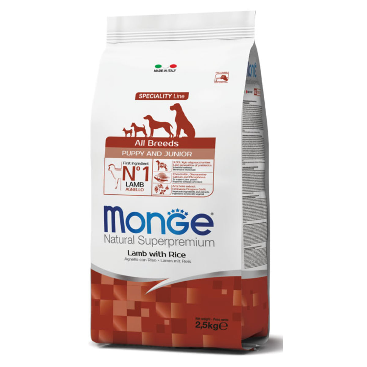 MONGE Natural Superpremium Monoprotein Puppy&Junior, XS-XL, Miel și Orez, hrană uscată câini junior, 12kg - poza 1