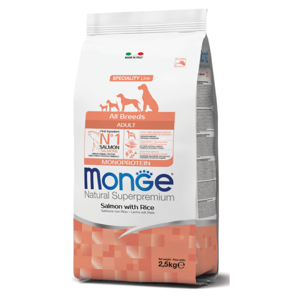 MONGE Natural Superpremium Monoprotein, XS-XL, Somon și Orez, hrană uscată câini, 12kg - poza 2