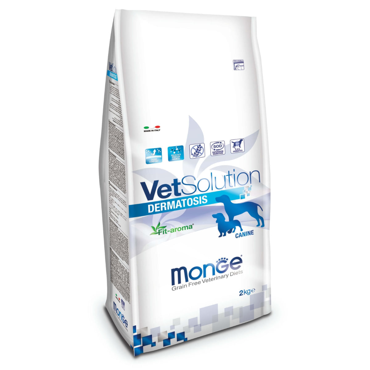 MONGE VETSOLUTION Dermatosis, XS-XL, Somon, dietă veterinară, hrană uscată fără cereale câini, piele & blană, 2kg - poza 2
